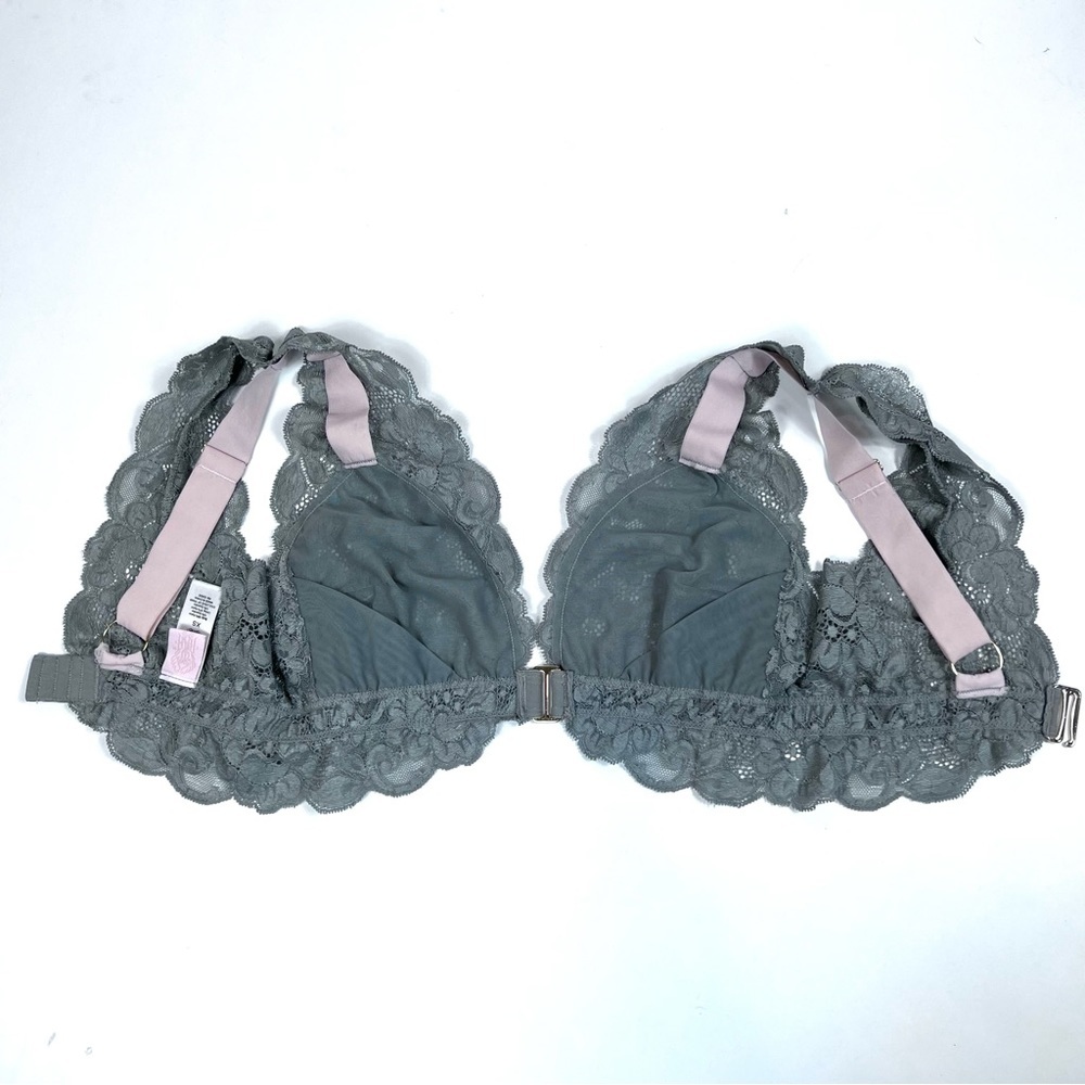HAH Hot As Hot Got UR Back Gray Silver Lace Bra Size XS - Picture 5 of 13
